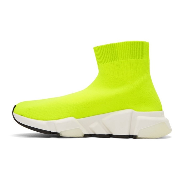 EUC Women Sz 7 (Euro Sz 37) Balenciaga Speed Trainer With BB Neon/Bright Yellow - Picture 3 of 17